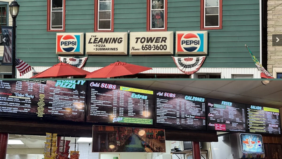 Simple dining room with menu boards
